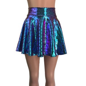 Mermaid Costume Skirt Holographic Scales Skater Skirt Rave Clothing ...