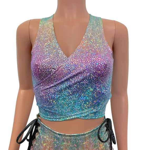 Crop Wrap Top Rainbow Avatar Choose Sleeve Length Rave | Etsy