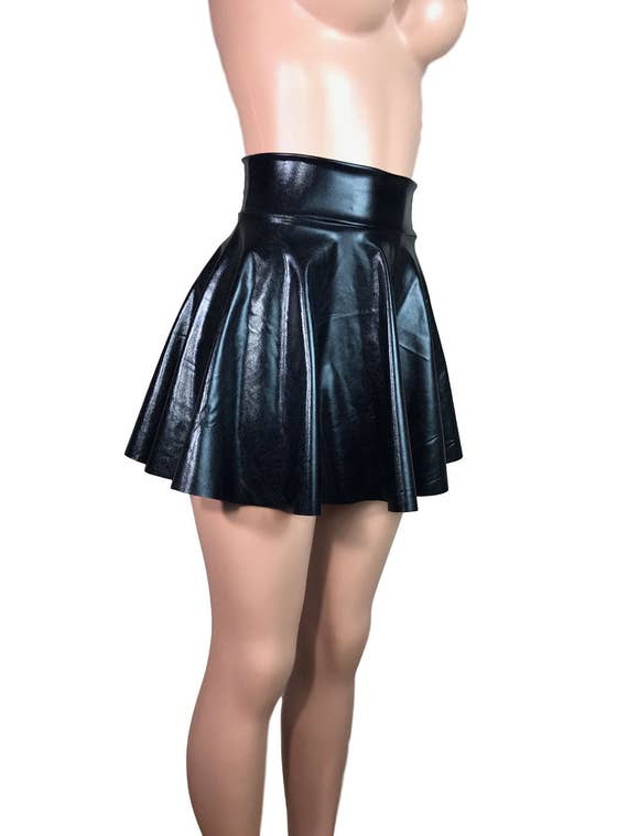 Amazon.com: Women's Faux Leather Skirt Pleated A-line Short Skirts High  Waist Casual PU Leather Mini Skater Skirt (Color : Black, Size : Small) :  Clothing, Shoes & Jewelry