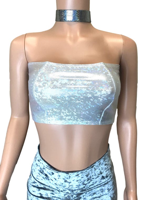 Silver Shattered Glass Holographic High Waisted Leggings Pants Rave,  Festival, EDM, 80s Clothing High Waisted Funky 