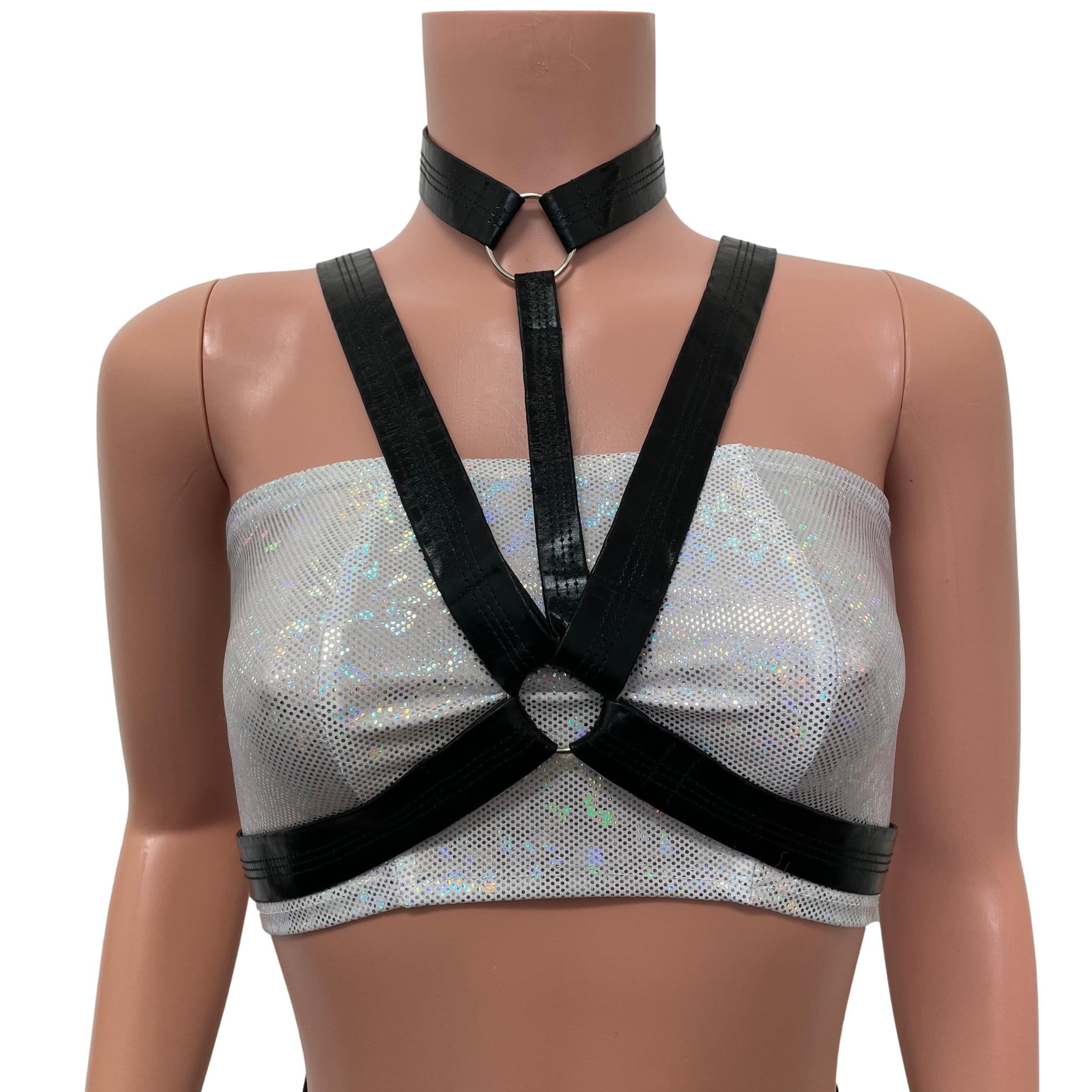 Black Leather Cage Bra Harness Top - Bold Statement Piece Women Harness PU Leather Cupless Cage Bra Sexy Martinique | Ubuy main image 2