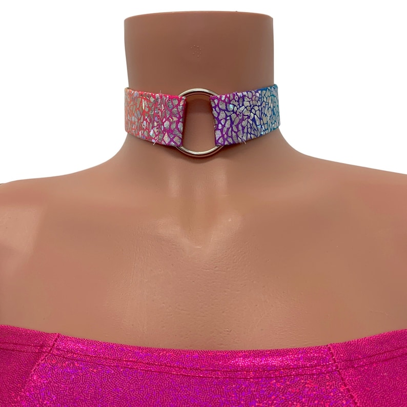 Holographic Ring Choker Rainbow Avatar Thick Holo Choker Necklace image 1