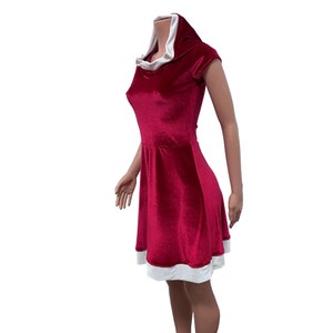 Santa Costume Cap Sleeve Hoodie Skater Dress - Mrs Claus Dress