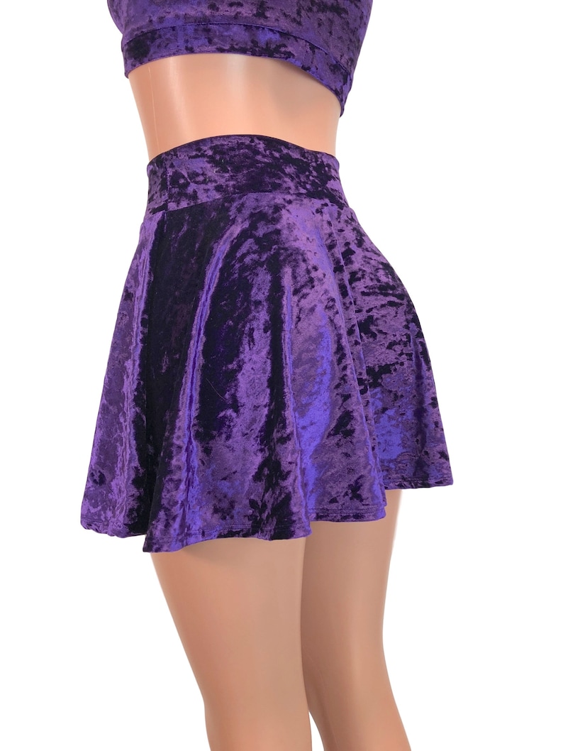 Crushed Velvet Skater Skirt Purple Mini Skirt Rave Mini Etsy