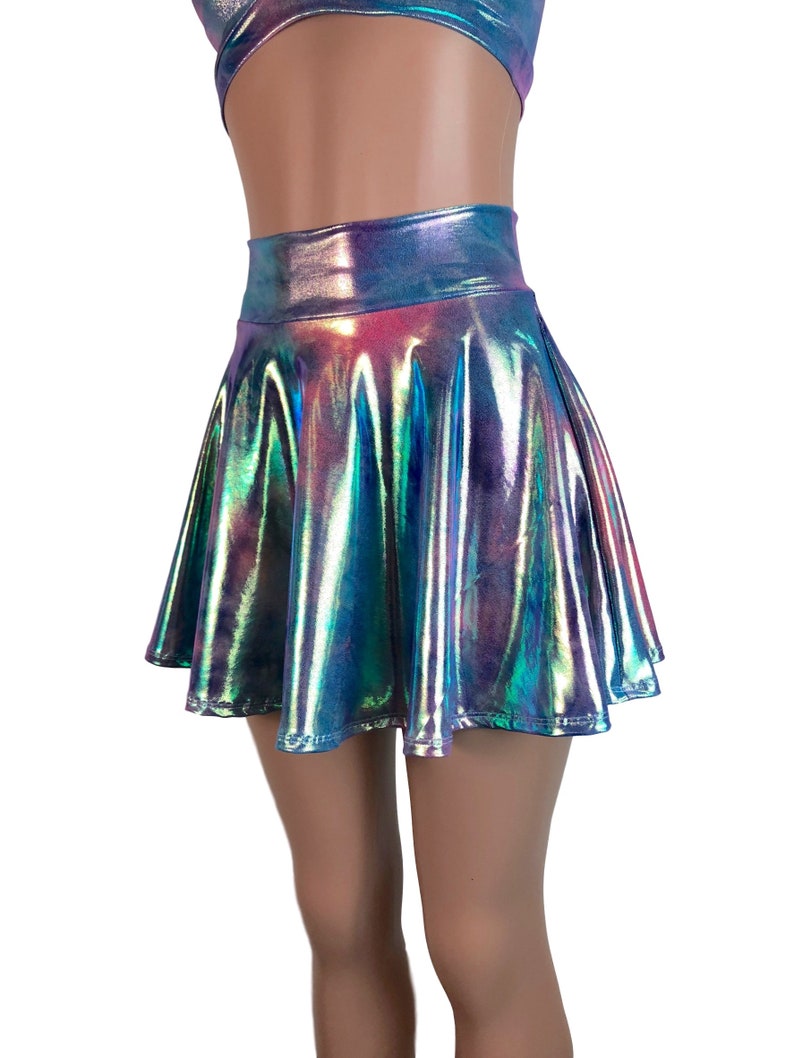 Metallic High Waisted Skater Skirt Tie Dye Rainbow Mystique | Etsy