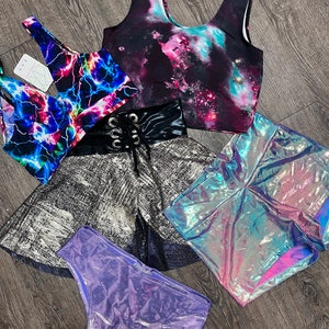 Sac à main Summer Rave | Comprend 2 hauts ou bodys et 3 bas | Tenues de vêtements de danse de festival