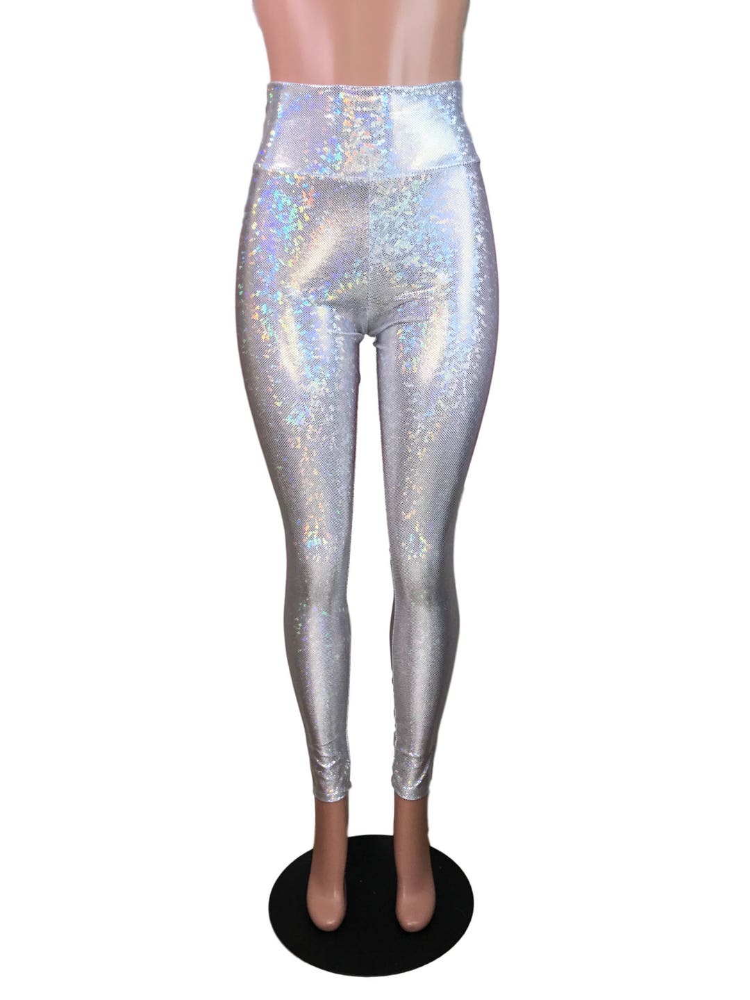 High waisted silver leggings deals