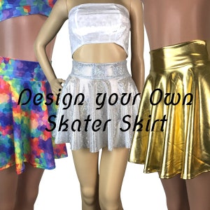 Custom* High Waisted Skater Skirt - Clubwear, Rave Wear, Mini Circle Skirt
