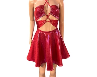 red sparkly skater dress Plus Size - Mini Sequin Skater Dress
