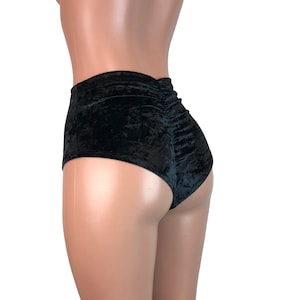Scrunch Bikini - High Waist *Black Crushed Velvet* Cheeky Bikini - Rave Clothing - Festival Clothes