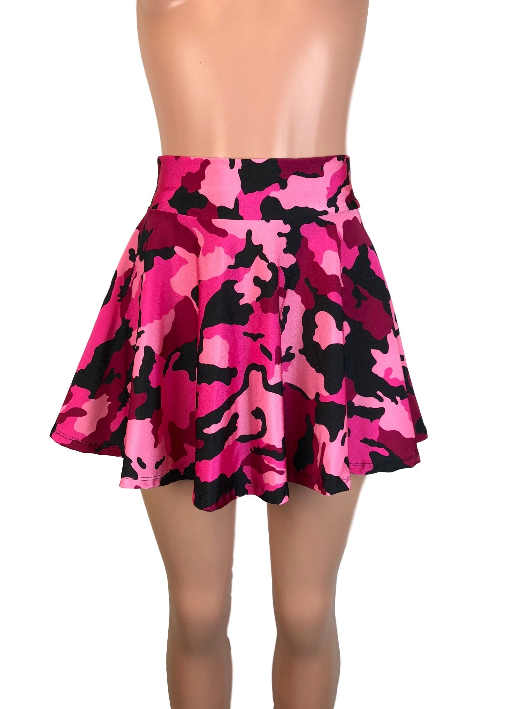 Pink Camouflage Camo High Waisted Skater Skirt Clubwear | Etsy