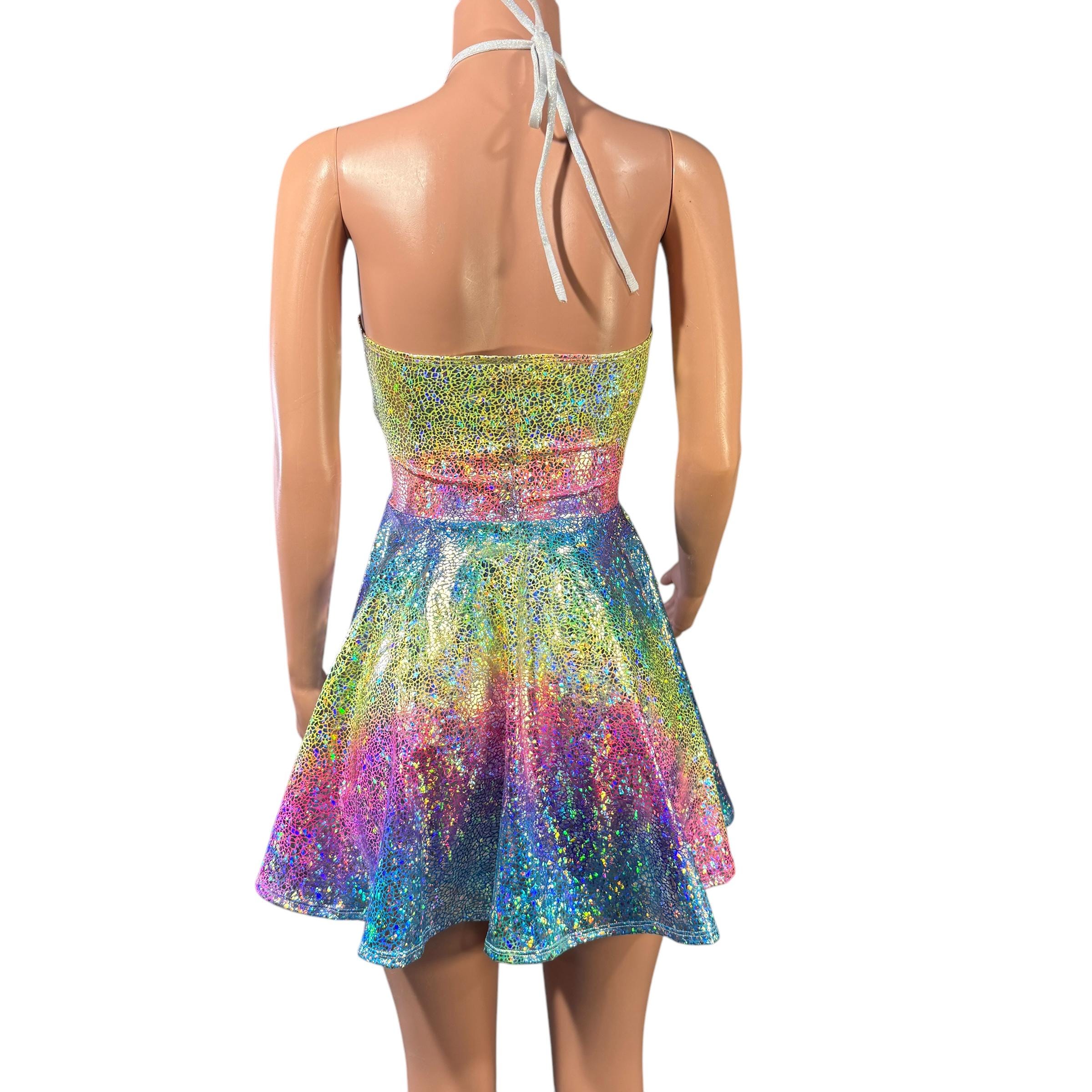 mini boden rainbow halter dress Mini Boden Halter Neck Georgian Blue Rainbow Dress