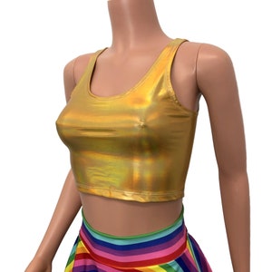 Crop Top Tank - *Gold Opal Holographic*  - Rave Top, Festival outfit, holographic clothing