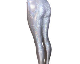 High Waist DIVA Active Silver Glitter Leggings