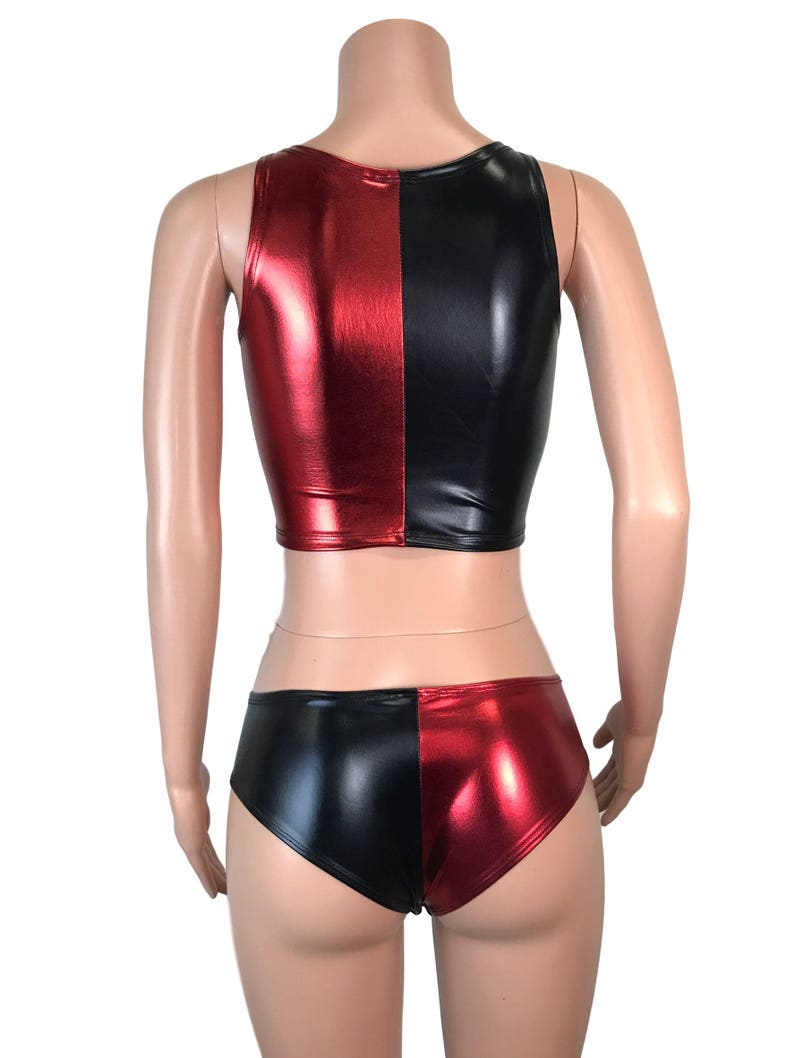 Harley Quinn Outfit Harley Quinn Costume w Crop Top and Cheeky Hot Pants Rave Outfit