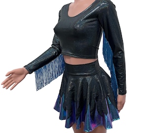 Sea Witch Costume | Tentacle Skirt and Fringe Sleeve Top | Ursula Costume