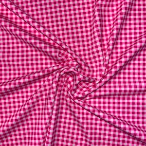 Pink Checkered 4-Way Stretch Spandex Fabric by-the-yard | Gingham Bathing Suit Material | Leggings Fabric