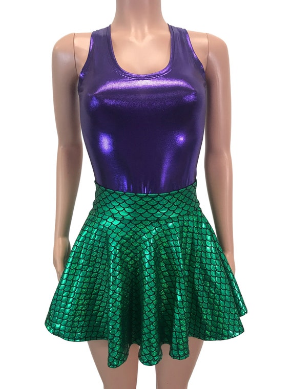 Purple Mystique Metallic Tank Top Mermaid Bodycon Clubwear | Etsy