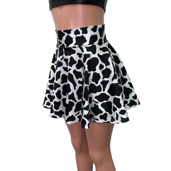 High waisted cow print skirt clearance