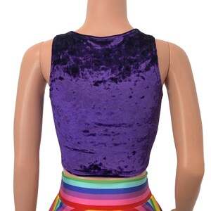 Lace-up Crop Top *purple Crushed Velvet & Rainbow* Corset Top - Rave ...