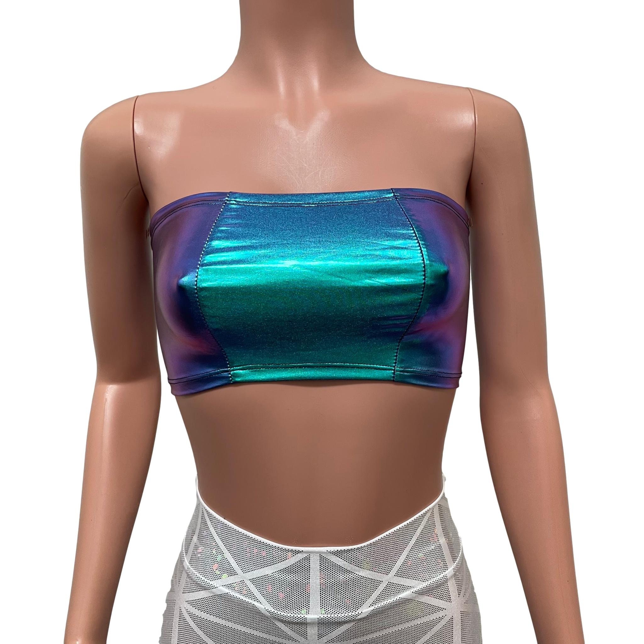 SeXy MiSS Damen Girly Bandeau Tube Crop Top transp. Spitze SX-S