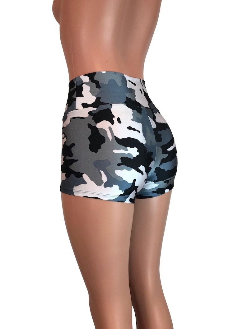 Black/white Camouflage Camo High Waisted Booty Shorts Club - Etsy