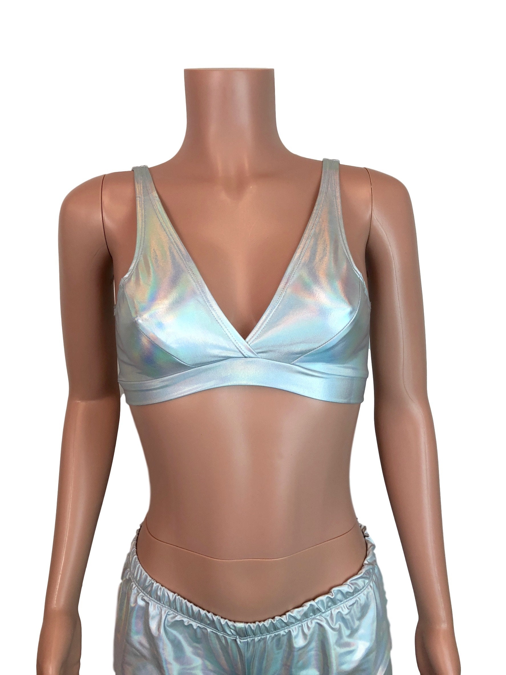 Carliyn White Sequin Diamond Applique Bralet