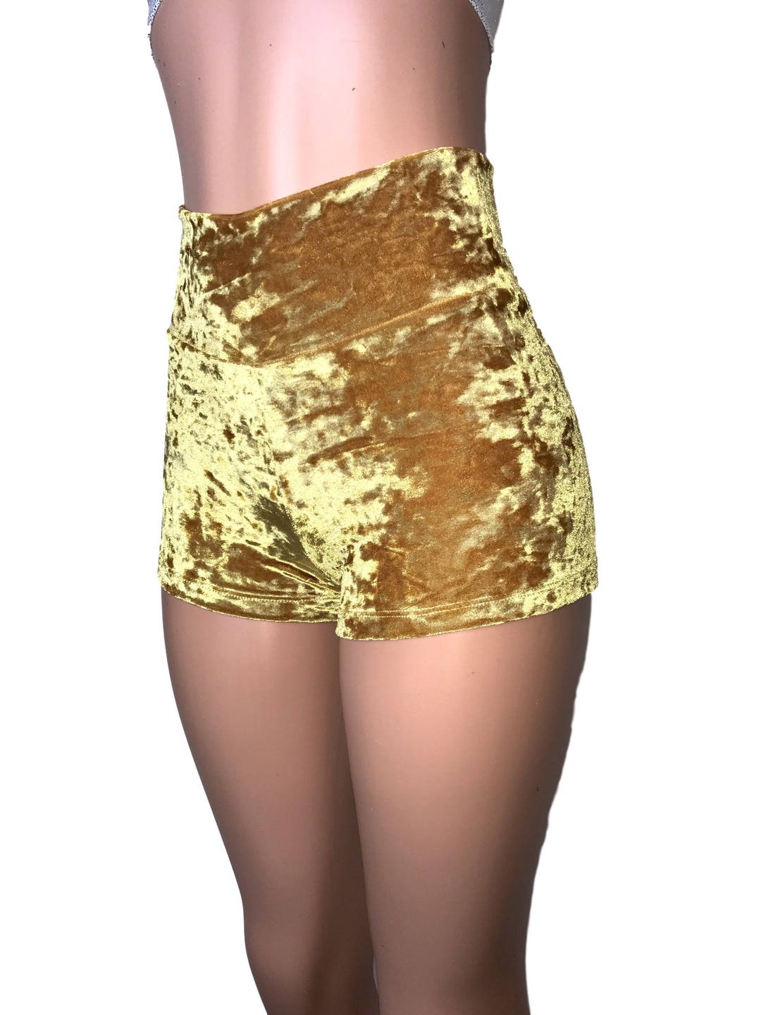 Gold Velvet High Waisted Booty Shorts - Club or Rave Wear - Crossfit ...