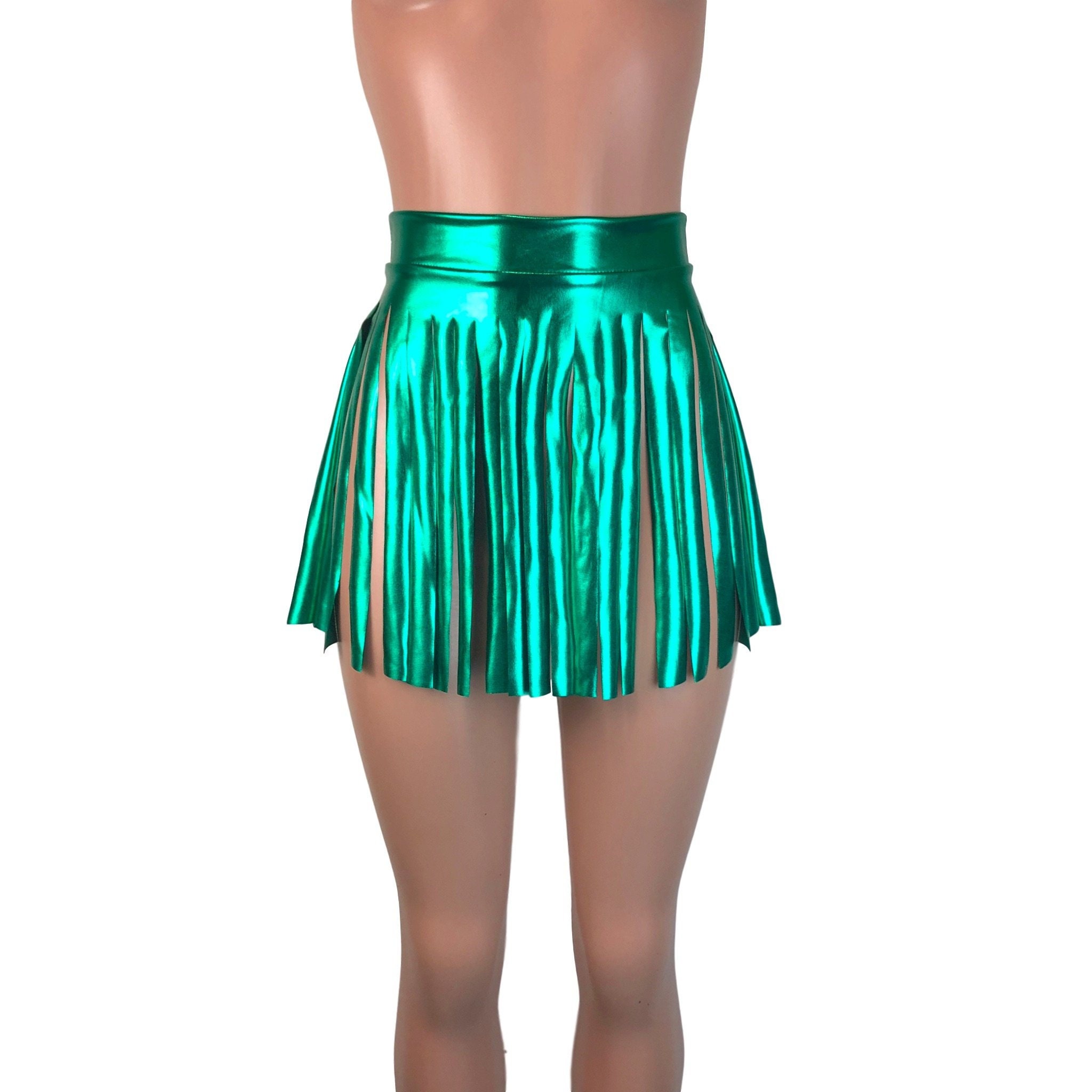 Green Metallic Fringe Skirt Rave Clothing Performance - Etsy