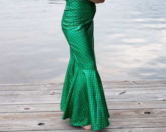 Children's Mermaid Long Skirt, Child Mermaid or Merman Costume Fit n Flare | Different Colors to Choose From