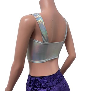 Opal Holographic Wide Strap Top Rave Wear, Festival Clothing image 2