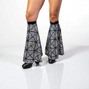 Beenhoezen Bootcover Bells in holografische glazen ruit zilver of goud, festivalkuitmouwen, rave bell-bodems