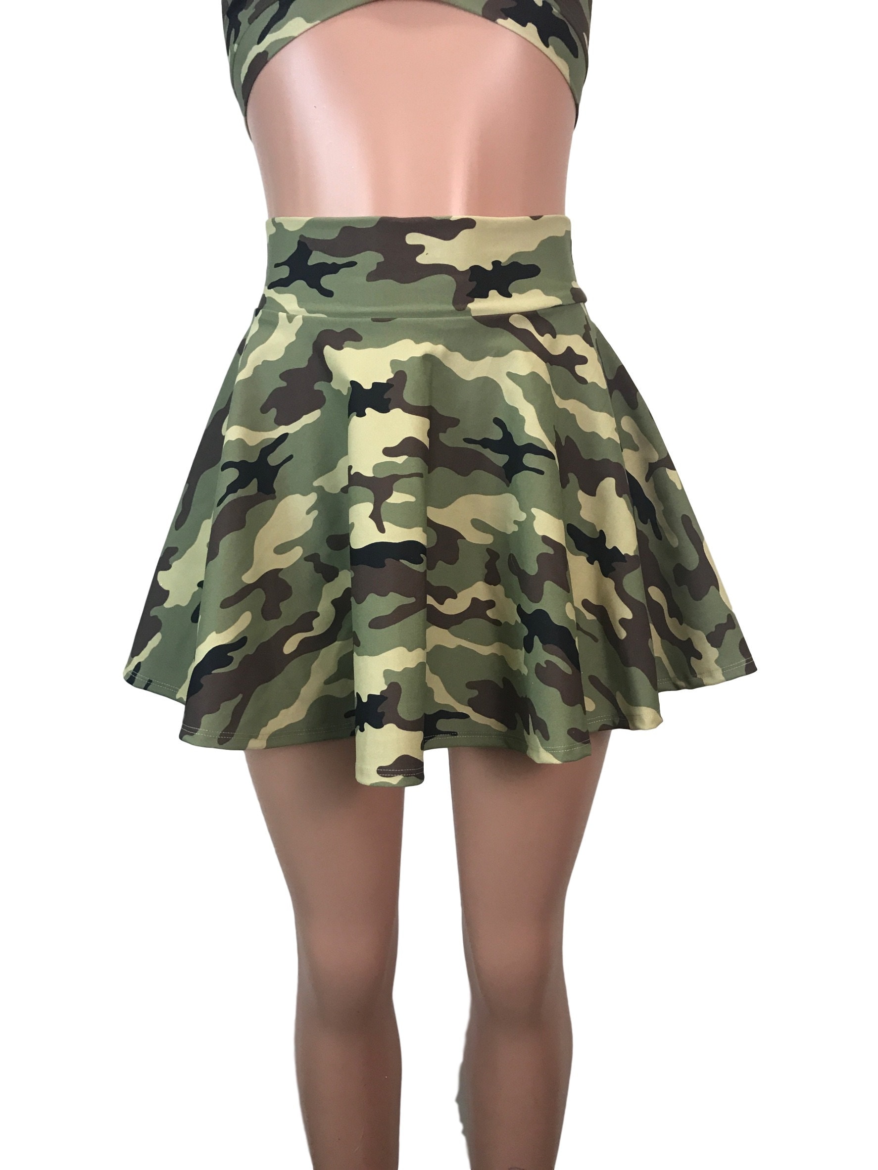 Camouflage Camo High Waisted Skater Skirt Clubwear Rave | Etsy