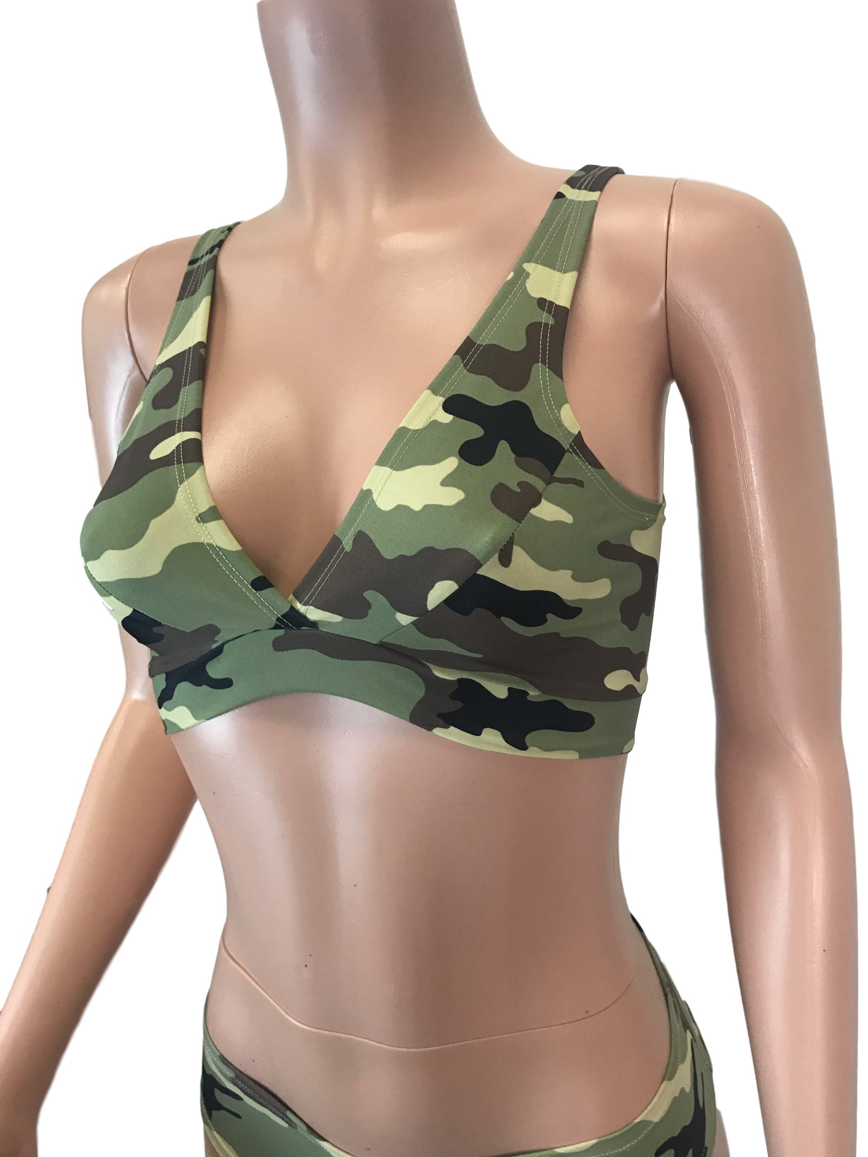 Camouflage Camo Bralette Rave Wear, Activewear, Running, Yoga, Crossfit,  Festival Top -  Canada