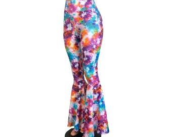 Tie Dye Floral Booty Pants Tie Dye Groovy Bell Bottoms Flare Pants