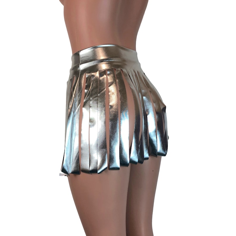 Silver Metallic Fringe Skirt Rave Clothing Performance - Etsy