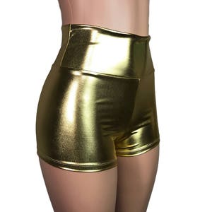 Gold Metallic High Waisted Booty Shorts Club, Festival, or Rave wear Crossfit Running image 4