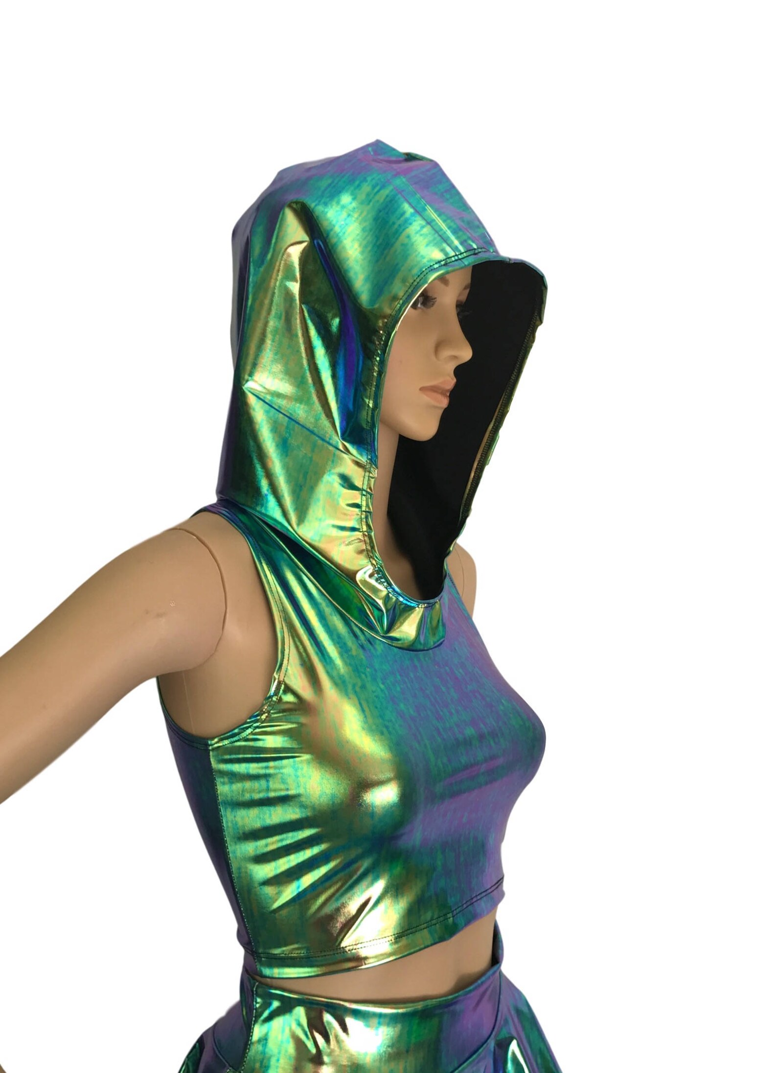 Rave Outfit Holographic High Waisted Skater Skirt Oil and | Etsy