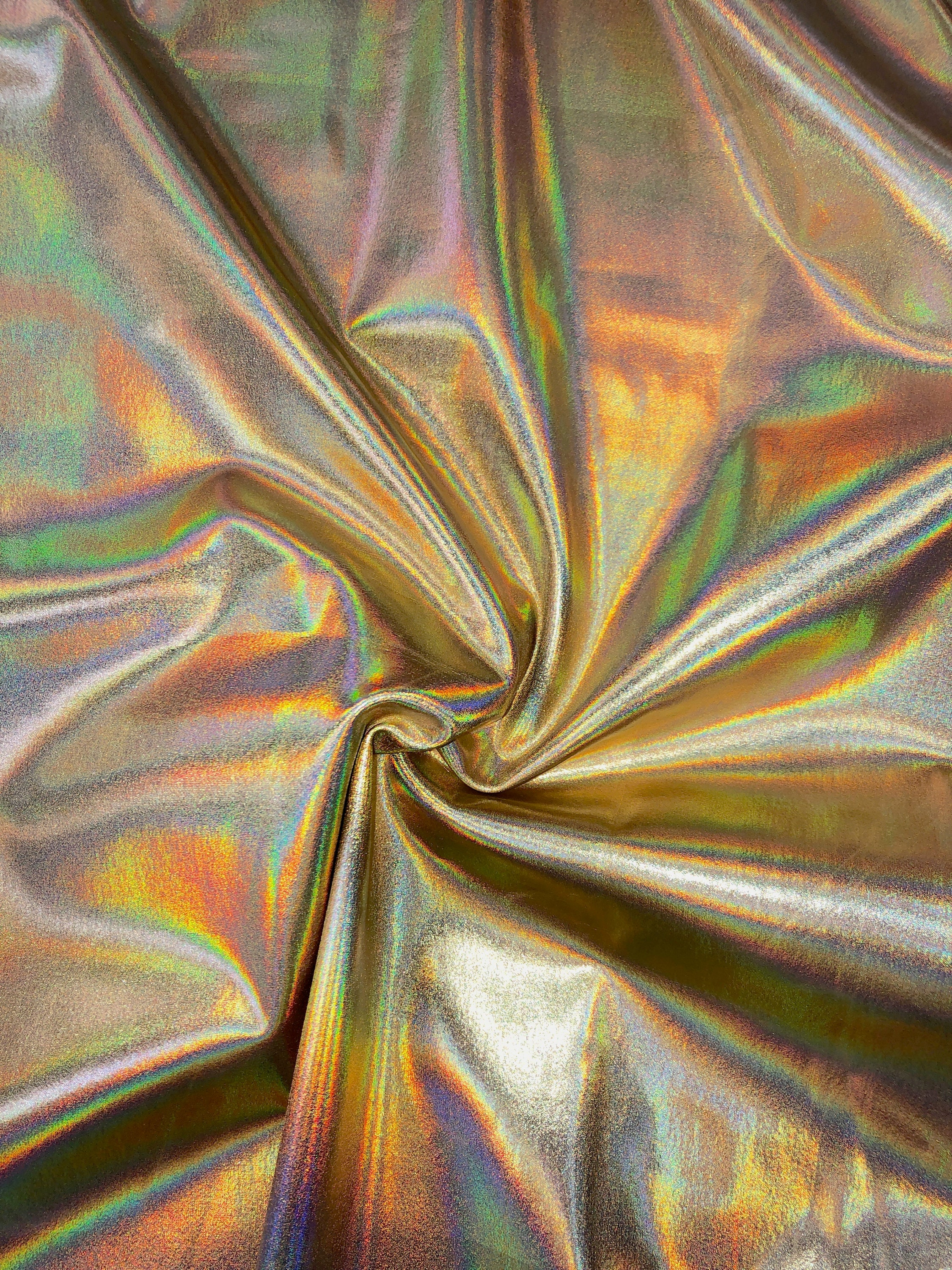 Gold Opal Holographic Nylon Spandex Fabric by-the-yard– Peridot