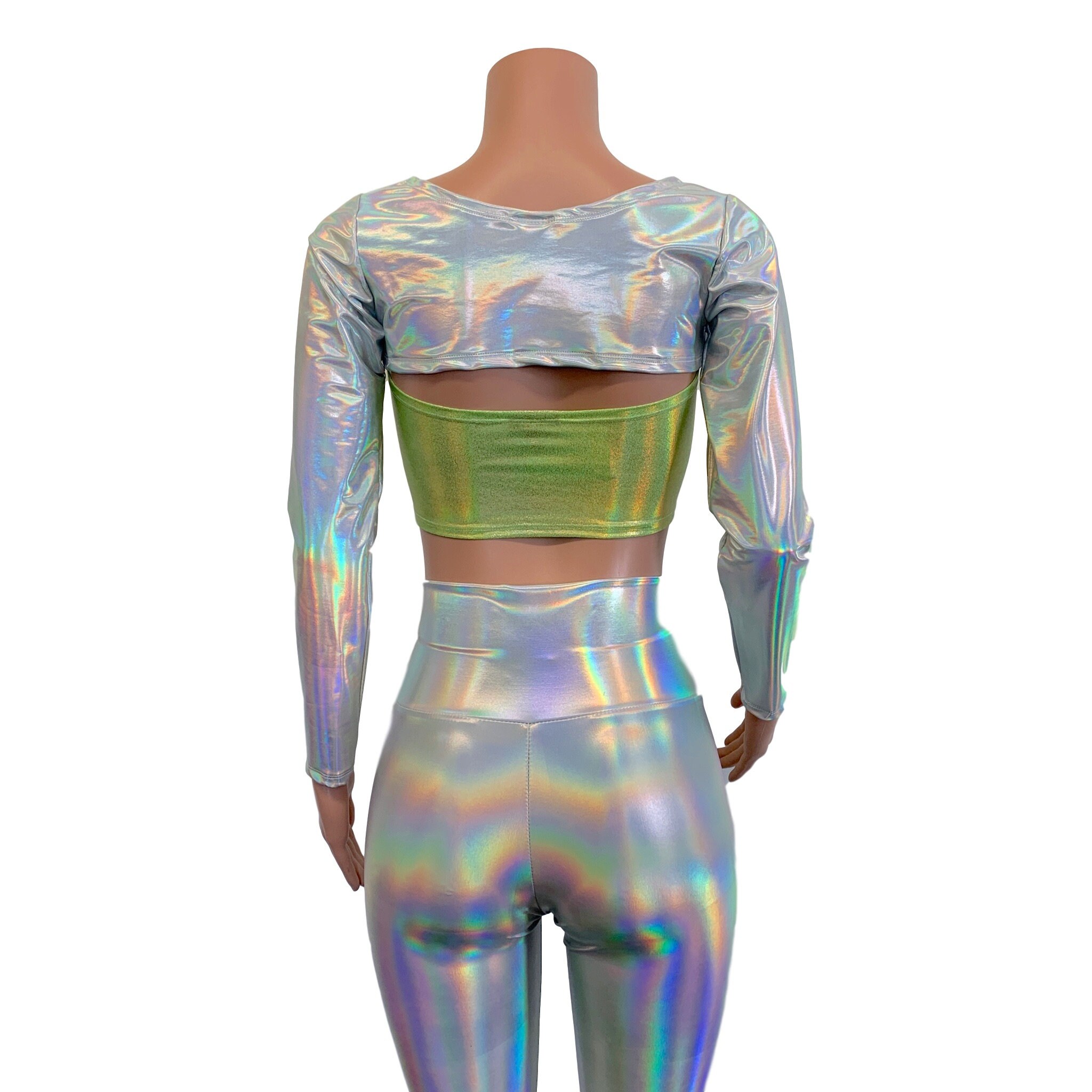 Long Sleeve Bolero Top Opal Holographic Iridescent Rave - Etsy