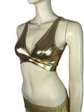 Gold Metallic Bralette - Rave Wear, festival top, Burning Man Bikini Costume