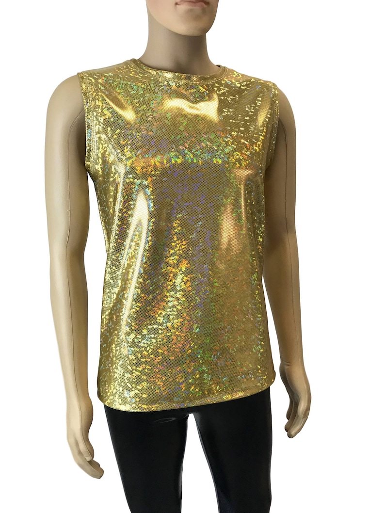 Men's Gold Holographic Shattered Glass Tank Men's - Etsy