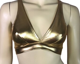 gold metal bralette