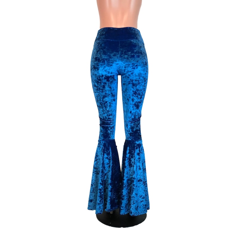 Royal Blue Crushed Velvet Bell Bottoms Pants Rave Festival Etsy