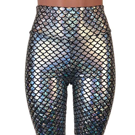Mermaid Scale Pants Silver Holographic 