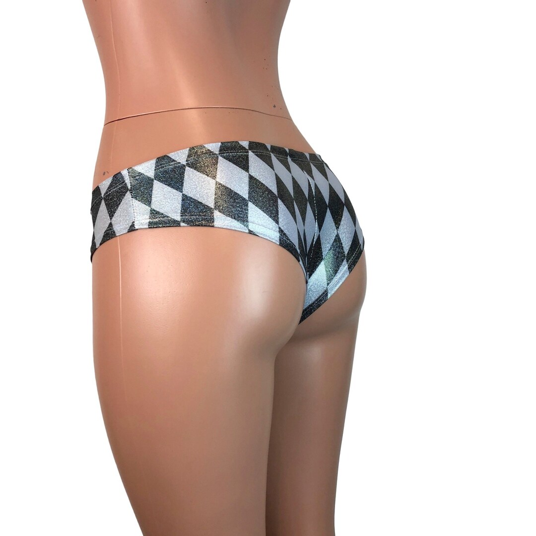 Harlequin Holografische Cheeky Hotpants Booty Shorts Bikinibroekje Rave