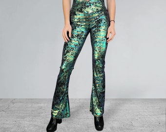 High Waist Bell Bottoms - Kelly Green Velvet– Peridot Clothing