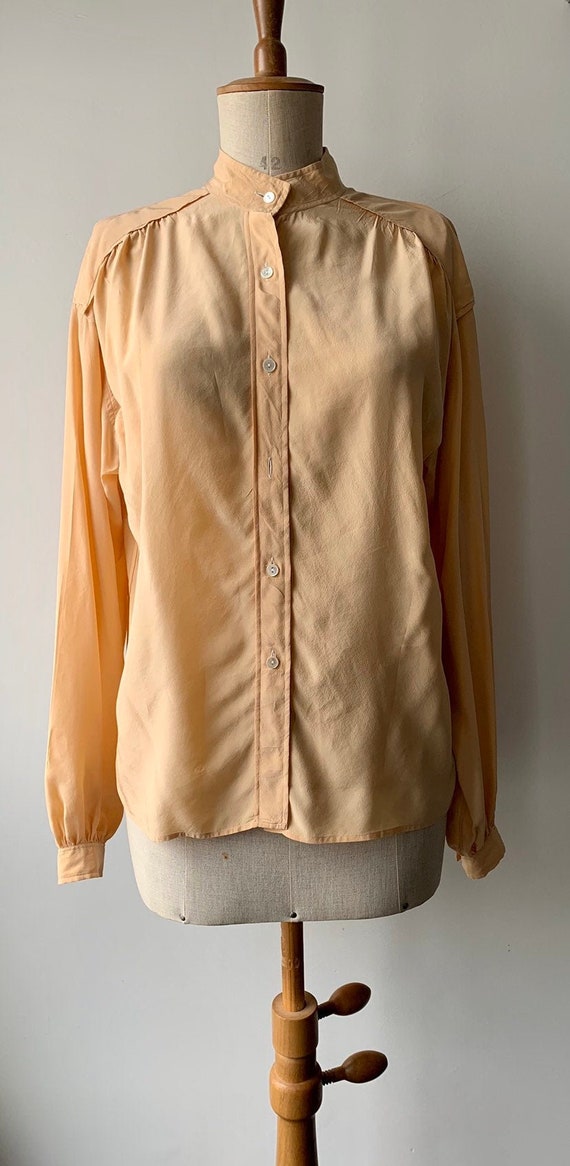 1980s JEAN HALM PARIS silk blouse,Vintage pale ora