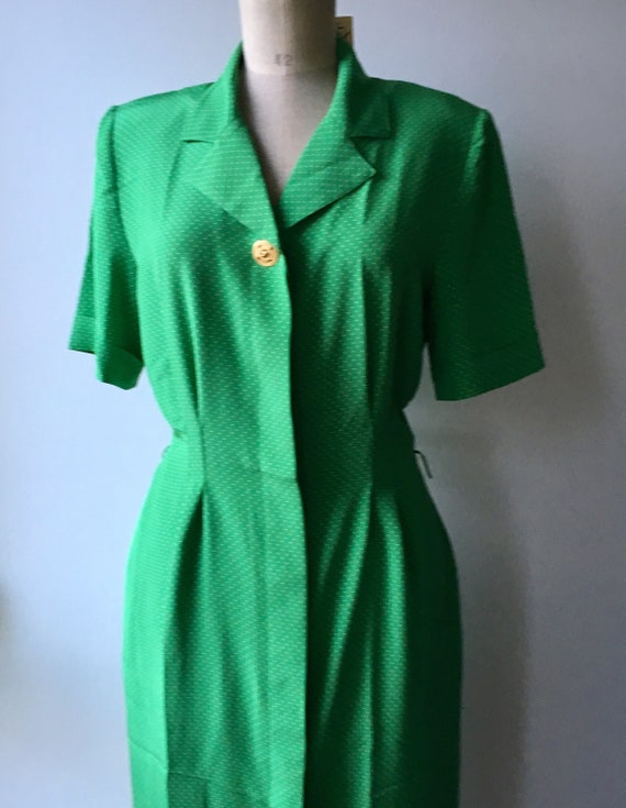 80s Emerald green polka dot Button down dress Size S,Mint Green Vintage Buttoned Dress 80s Emerald green polka dot Button down dress Size S,Mint Green Vintage Buttoned Dress