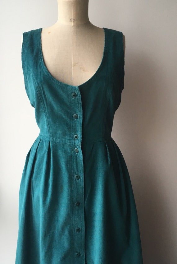 Vintage corduroy teal buttoned down sleeveless cot